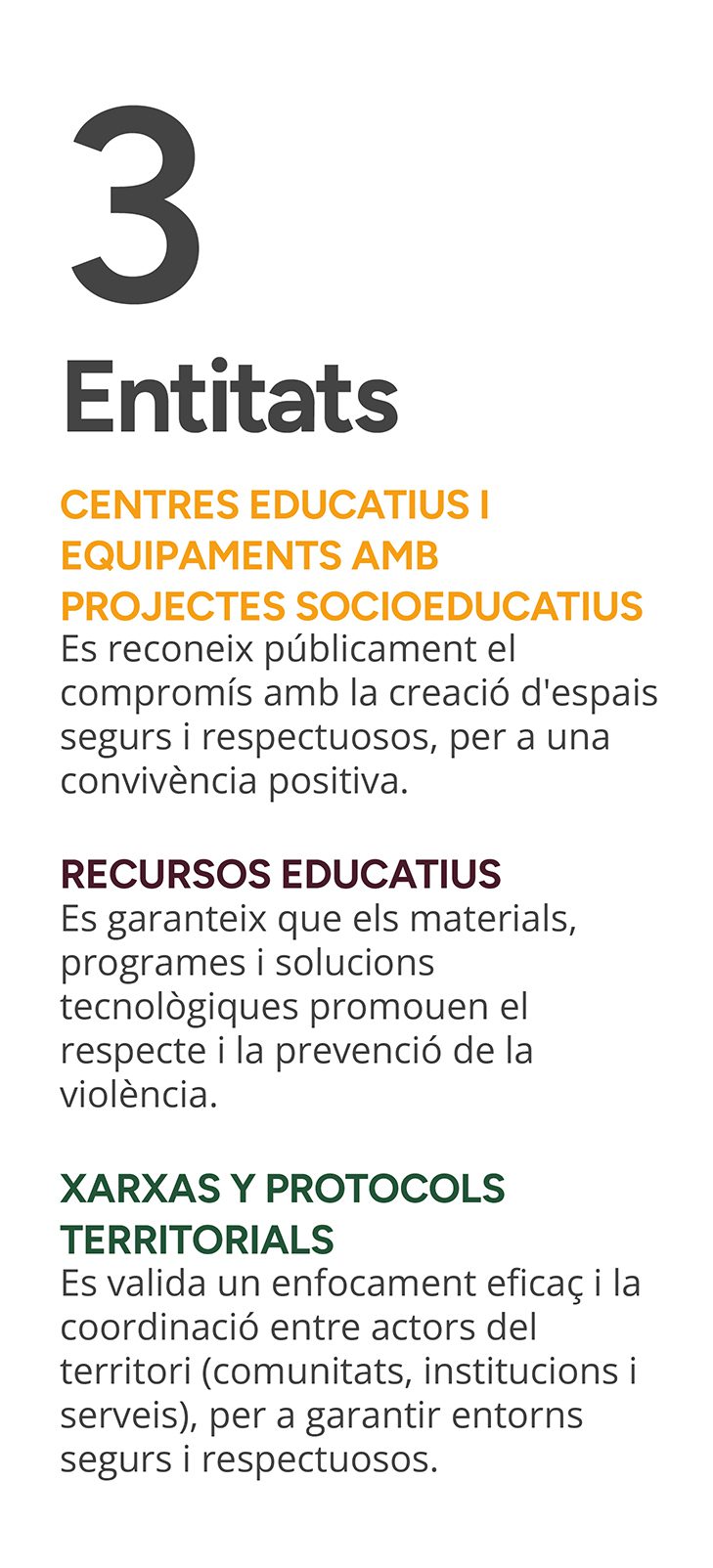 Altres entitats que poden obtenir el certificat: Centres educatius i equipaments amb projectes socioeducatius, recursos educatius, i xarxes i protocols territorials.